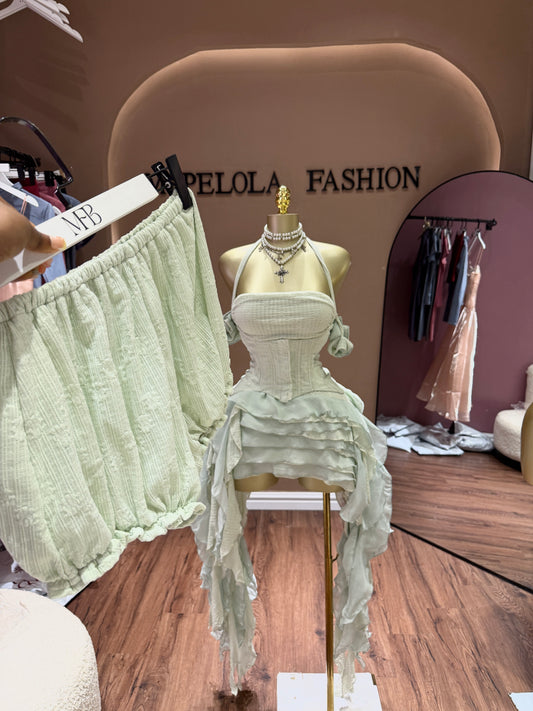 Luxury Dress with steel corset and short