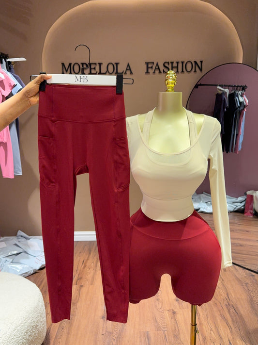 Red Super luxe leggings set